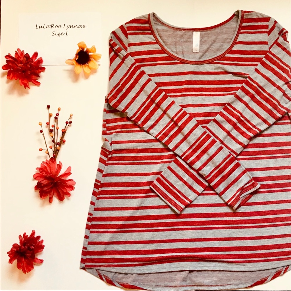 Red and Grey Stripe LuLaRoe Lynnae🌹